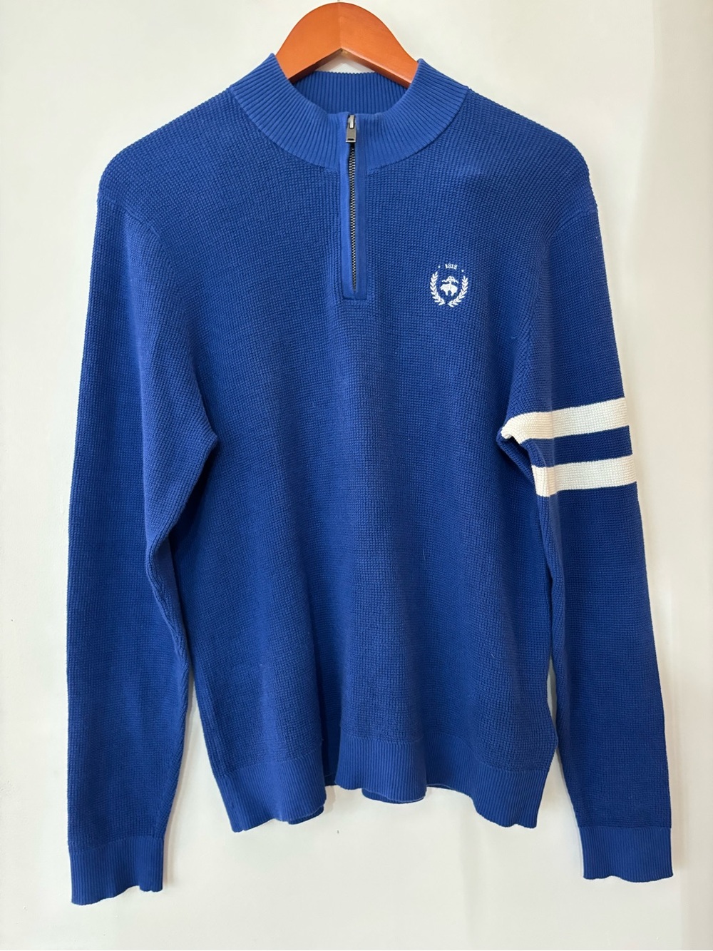 Brooks Brothers Boys Royal Blue 1818 quarter-zip cotton long sleeve fleece XL